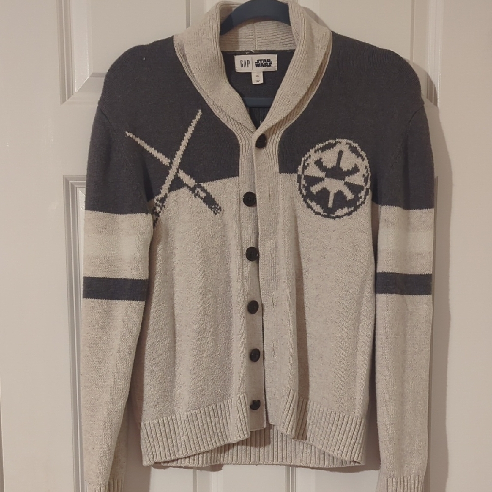 Star Wars Men's Cardigan in Dark Gray and Light Cream